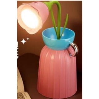 Rose Flower Lamp with Vase - Pink