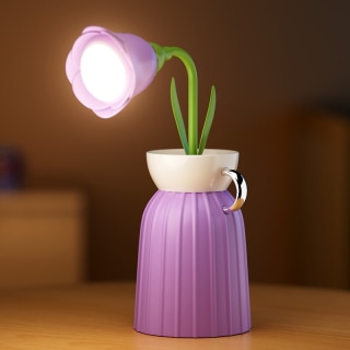 Rose Flower Lamp with Vase - Purple