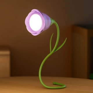 Rose Flower Lamp with Vase- Purple