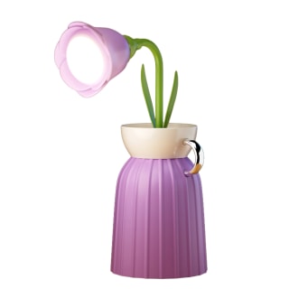 Rose Flower Lamp with Vase - Purple