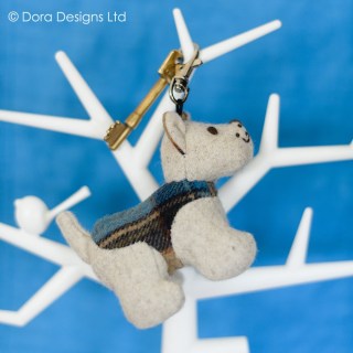 Plaid Westie Scottish Key Ring by Dora Designs