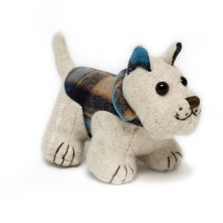 Plaid Westie Fabric Paperweight by Dora Designs