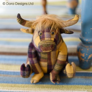 Plaid Highland Cow Animal Doorstop by Dora Designs