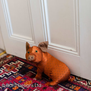 Rusty Orange Pig Fabric Doorstop by Dora Designs