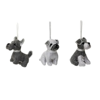 Silver Christmas Doggie Decorations by Dora