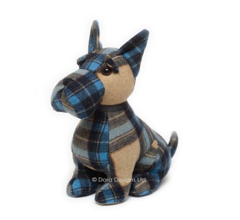 Plaid Calum Cairn Terrier Fabric Keyring by Dora Designs