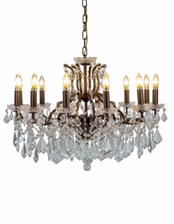 Large 12 Branch Bronze Shallow Chandelier