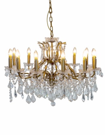 Large 12 Branch Brushed Gold Shallow Chandelier