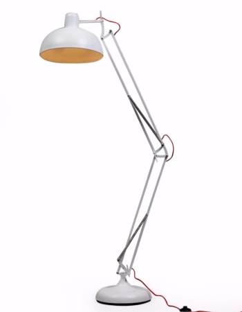 Matt White Extra Large Classic Desk Style Floor Lamp (Red Flex)