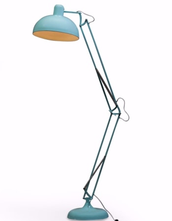 Sky Blue Extra Large Classic Desk Style Floor Lamp (Grey Fabric Flex)