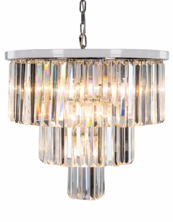 Large Chrome Prism Drop Round Cascade Chandelier