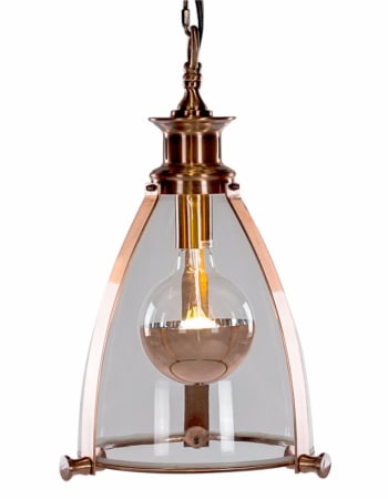 Copper and Glass Lantern Ceiling Light