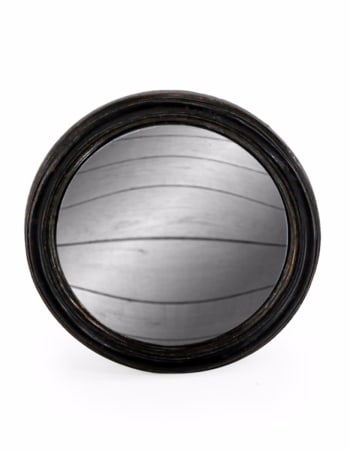 Antiqued Black Thin Framed Small Convex Mirror