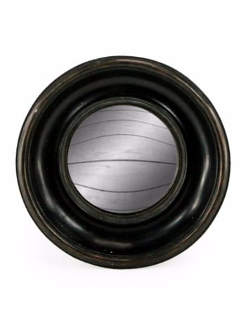 Antiqued Black Deep Framed Small Convex Mirror