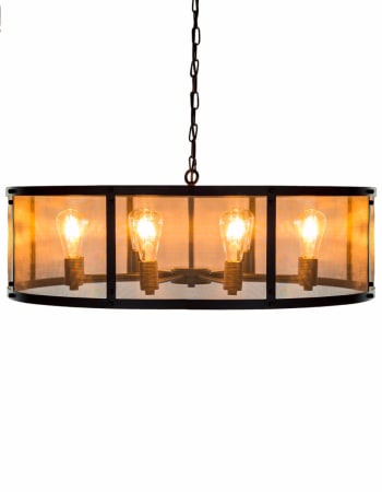 Large Round Black Iron Industrial Chandelier