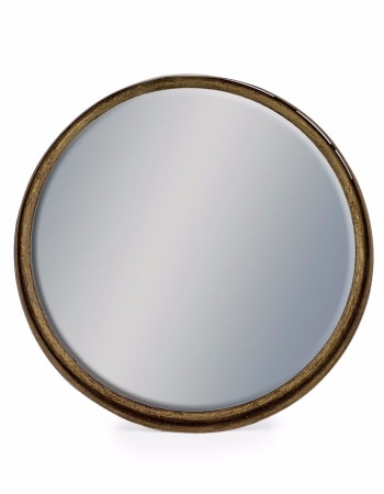 Large Black and Bronze Deep Framed Cylinder Mirror