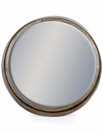 Black and Pewter Deep Framed Cylinder Mirror 26cm