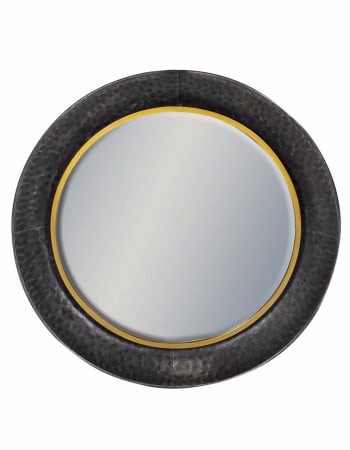 Black and Bronze Large Round Lincoln Wall Mirror