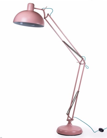 Matt Pink Extra Large Classic Desk Style Floor Lamp (Blue Flex)