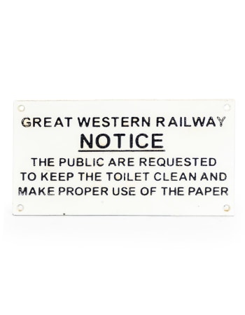 Cast Iron Antiqued GWR Toilet Warning Sign
