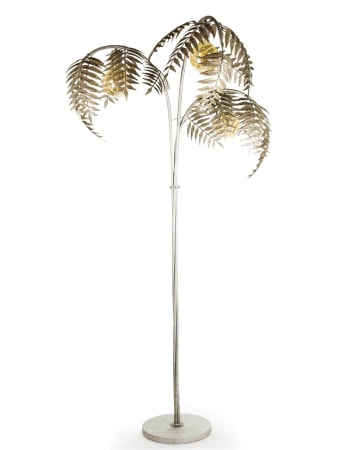 Antique Silver Palm Leaf Floor Lamp