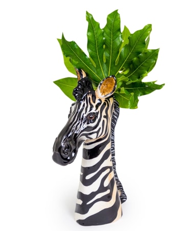 Hand Painted Ceramic Zebra Head Vase