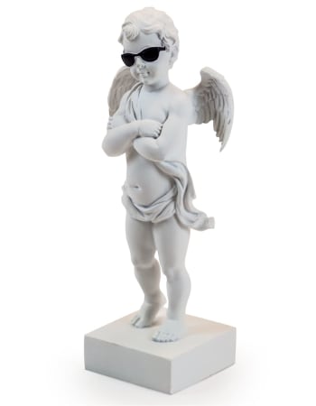 White "Too Cool" Cherub Figure on Base