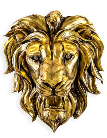 Large Gold Roaring Lion Wall Head