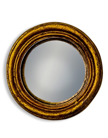 Antiqued Gold Thin Framed Extra Small Convex Mirror
