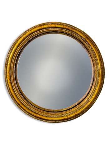 Antiqued Gold Thin Framed Medium Convex Mirror