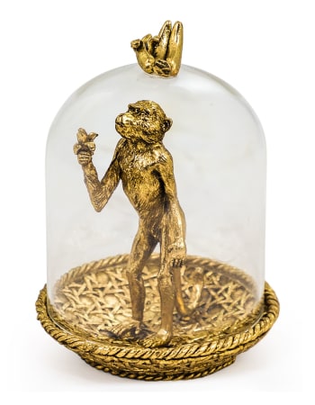 Golden Hungry Monkey in Glass Dome