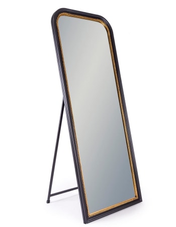 Black with Gold Beaded Dressing Mirror