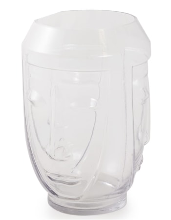 Clear Glass Deco Face Vase