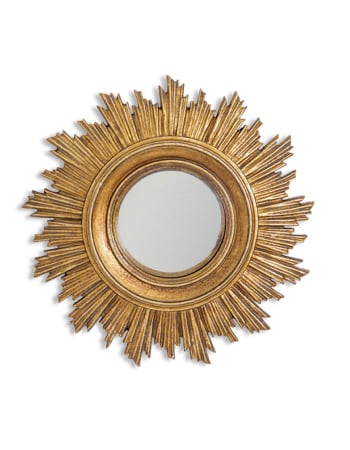 Antiqued Gold Ornate Framed Small Convex Mirror