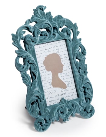 Light Blue/Grey Flock Ornate Photo Frame