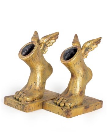 Set of 2 Antiqued Gold Winged Foot Planters(50% off, MOQ 4pcs)