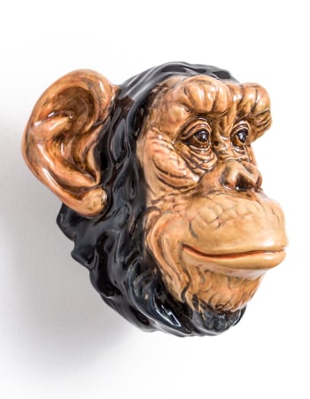 Hand Painted Ceramic Chimpanzee Head Wall Sconce Vase