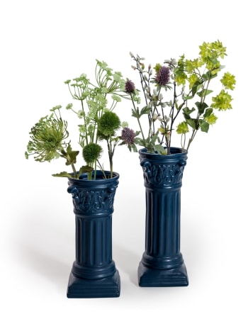 Matt Dark Blue Large Corinthian Column Ceramic Vase