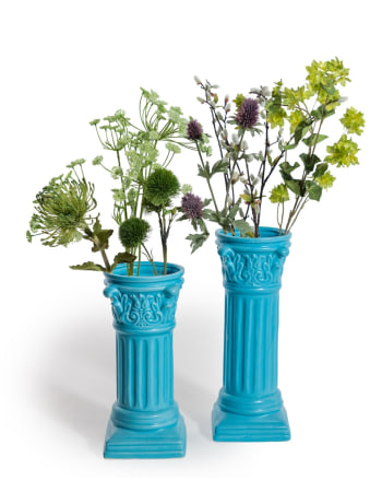 Matt Light Blue Large Corinthian Column Ceramic Vase