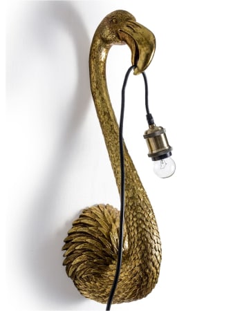 Antique Gold Flamingo Head Wall Lamp