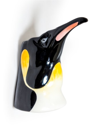 Hand Painted Ceramic Penguin Head Wall Sconce Vase
