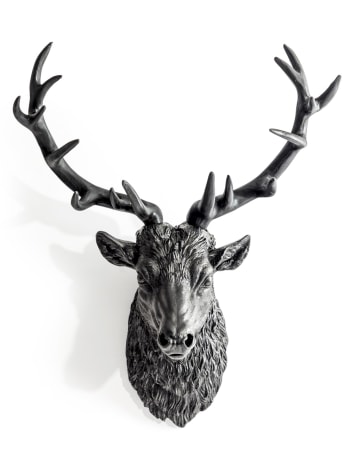 Large Matt Black Stag Wall Head