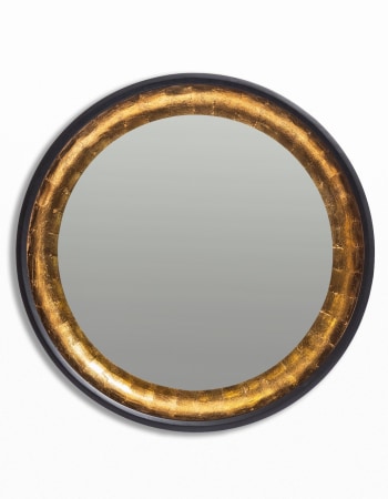 Limehouse Black & Gold Round Wall Mirror