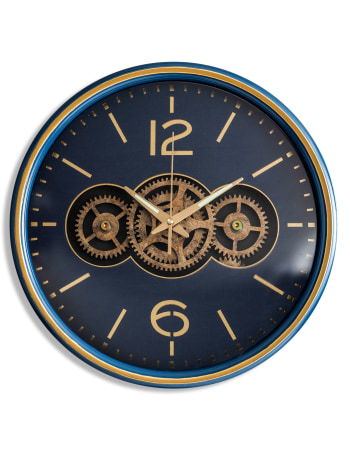 Royal Blue Moving Gears Clock