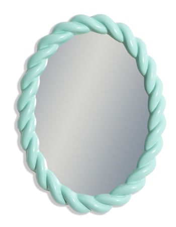 Mint Green Rope-Effect Oval Wall Mirror