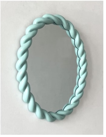 Mint Green Rope-Effect Oval Wall Mirror