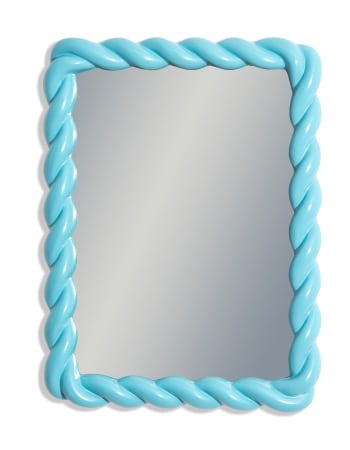 Light Blue Rope-Effect Rectangular Wall Mirror