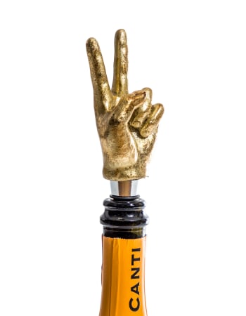 Antique Gold "Peace Hand" Bottle Stopper (to be bought in qtys of 8)