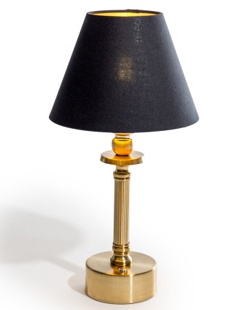 Brass Cordless Rechargeable Table Lamp with Black Shade