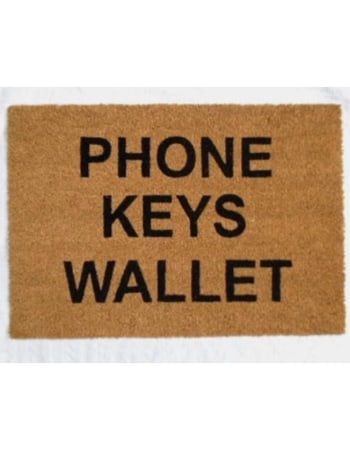 "Phones Keys Wallet" Doormat